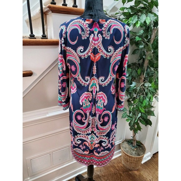 Laundry Women's Blue Polyester Long Sleeve Square Neck Knee Length Dress Size 10 - Picture 8 of 10